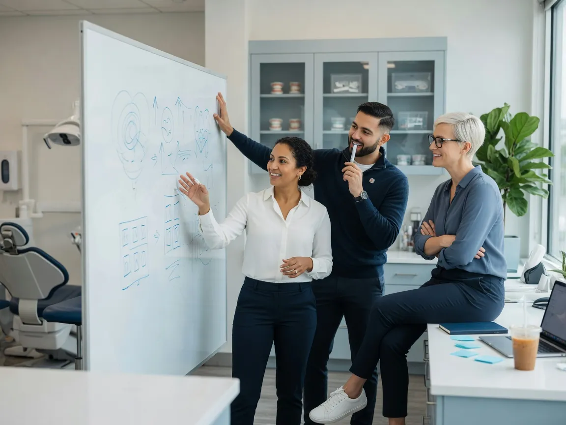 ChewSEO team collaborating at a whiteboard