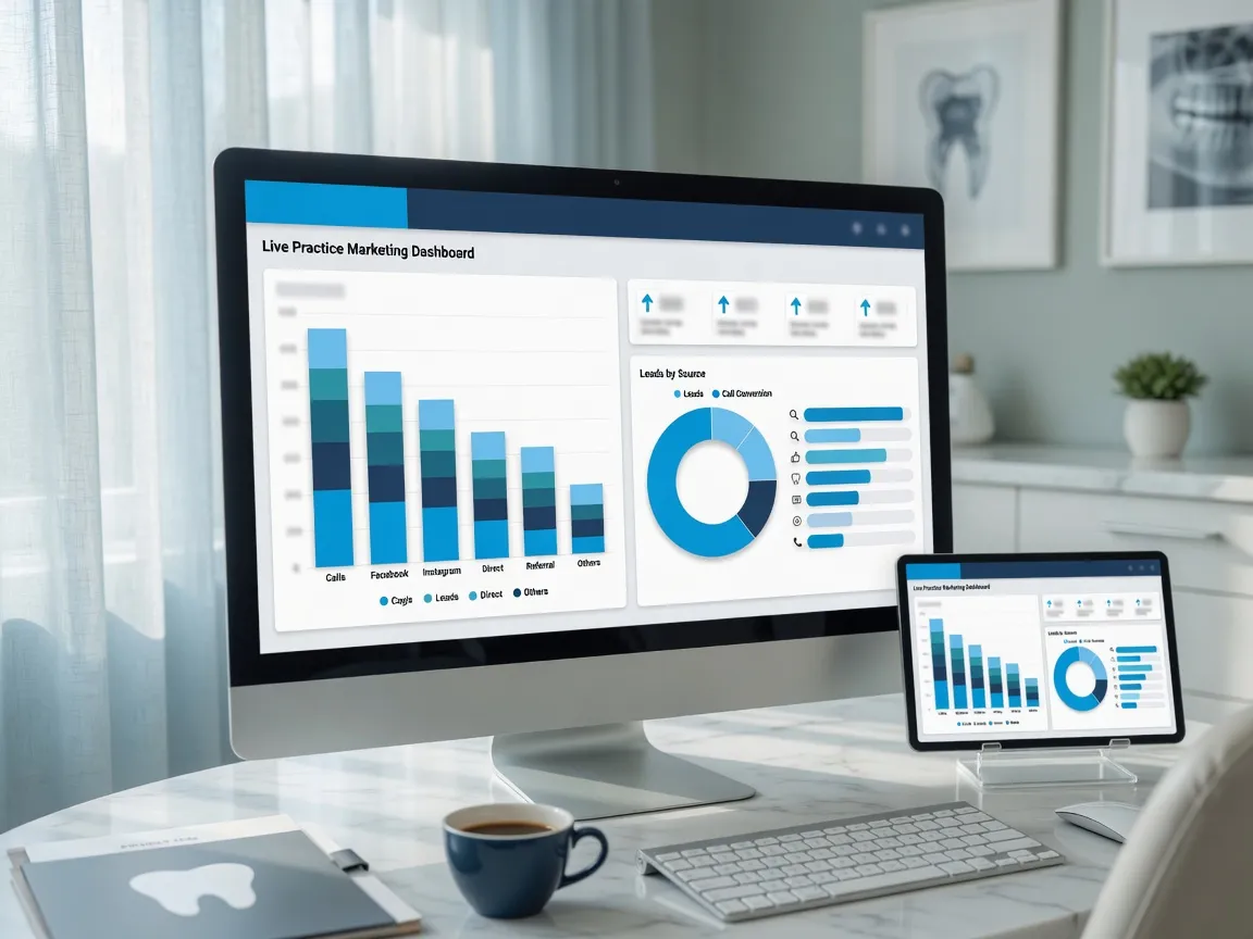 Marketing dashboard showing calls and leads by source