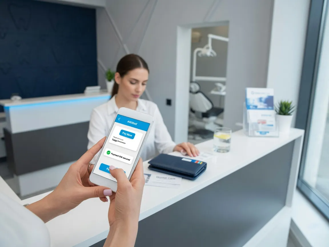 Patient paying a dental bill from a text message link