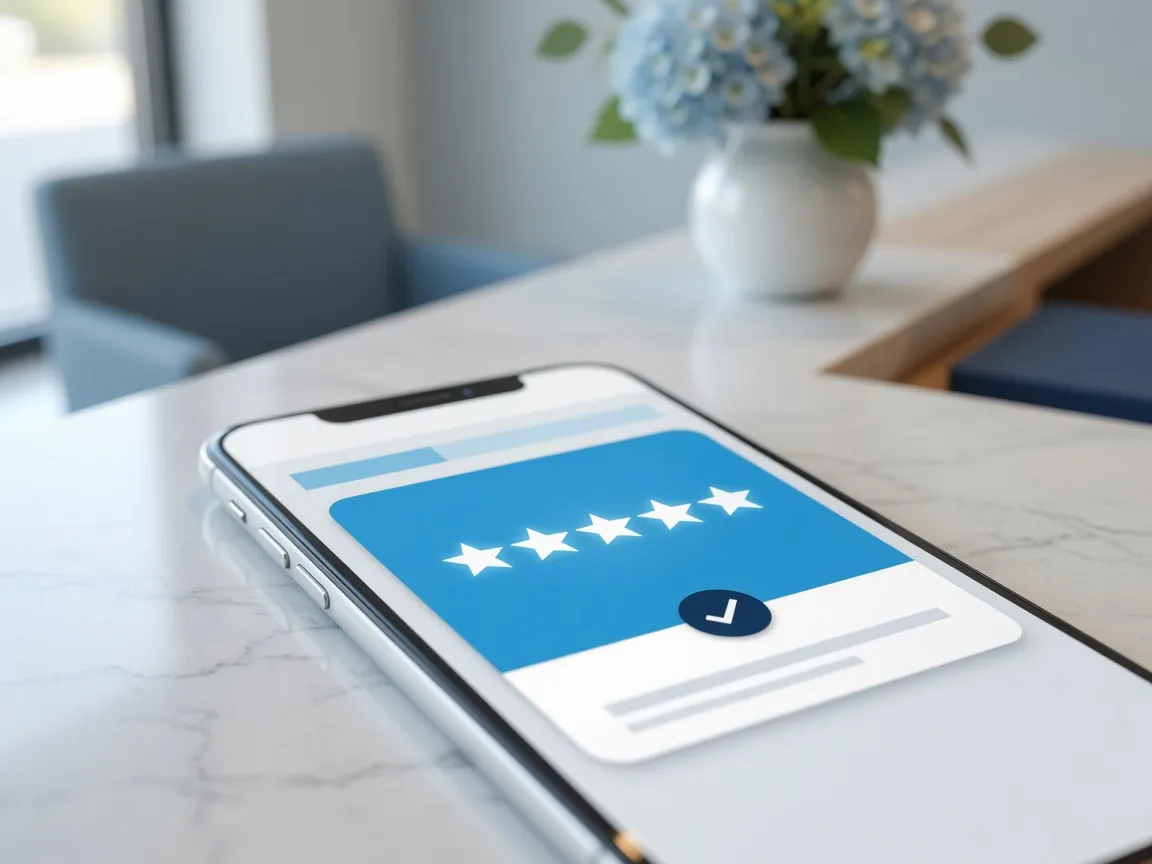 Five-star review notification on a phone