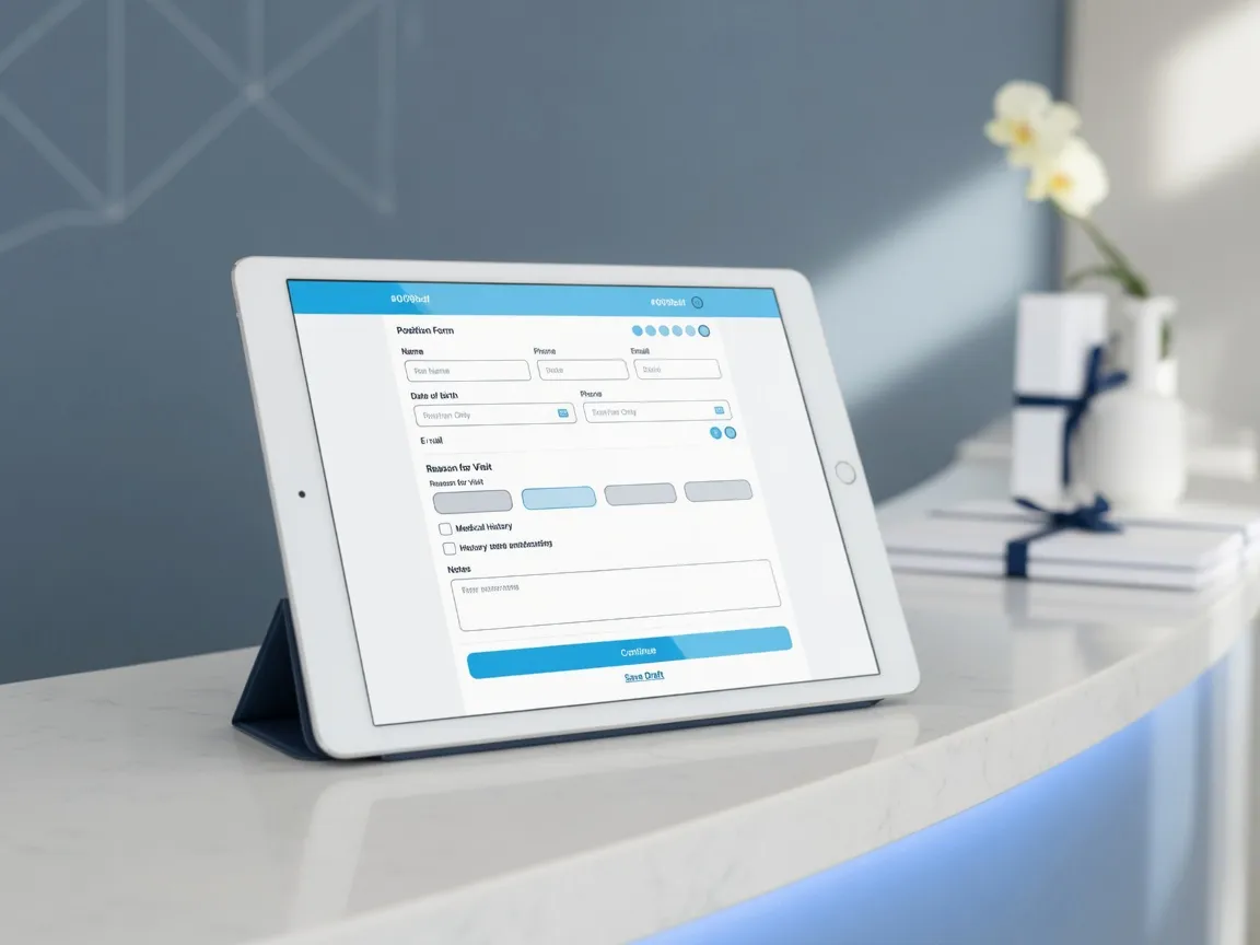 Tablet showing a patient intake form