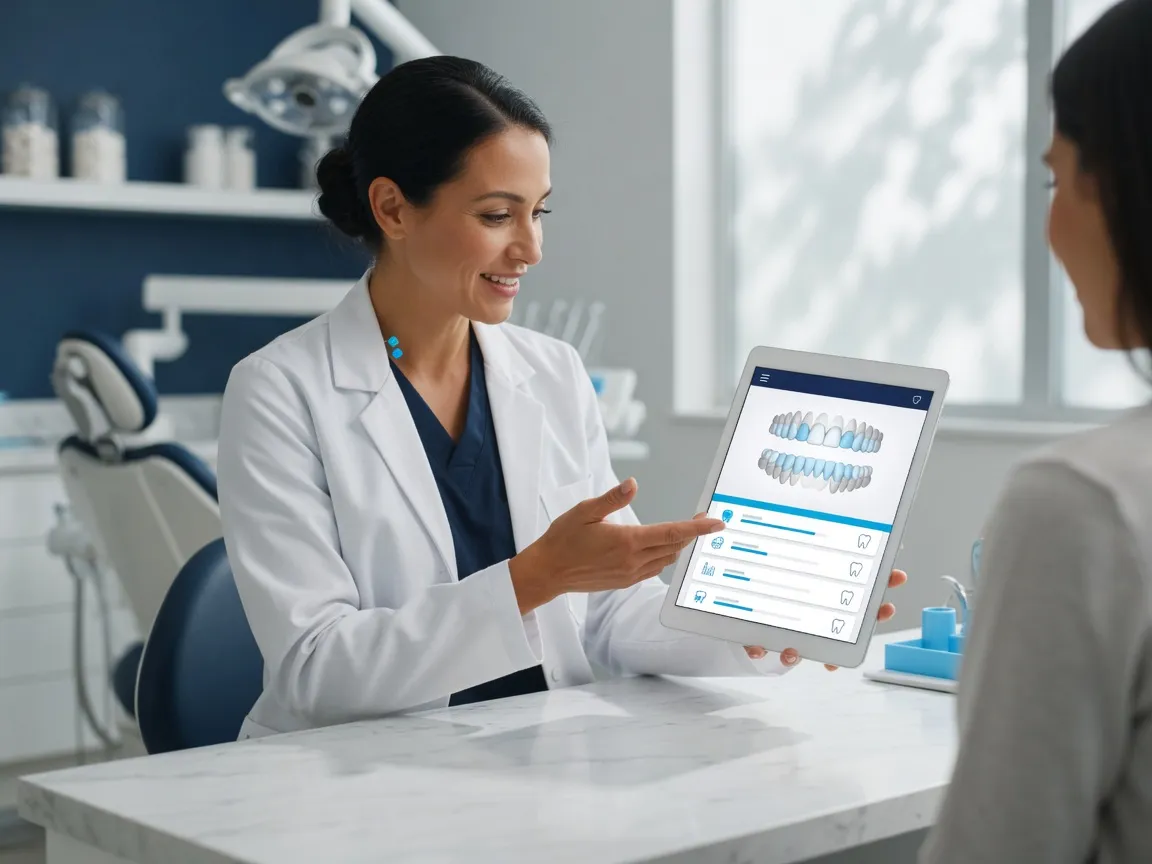 Dentist showing a visual treatment plan on a tablet
