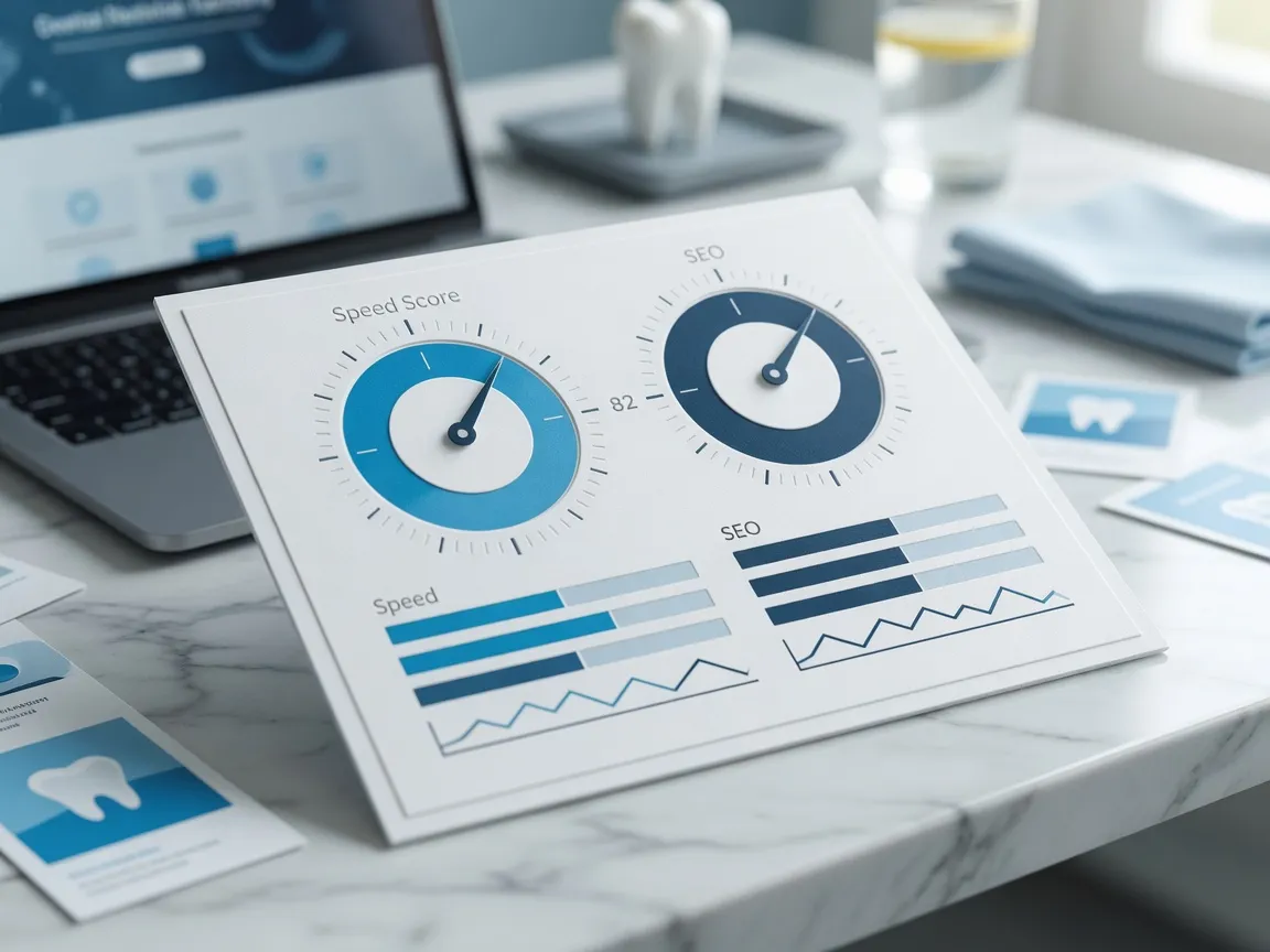 Website audit scorecard with speed and SEO scores